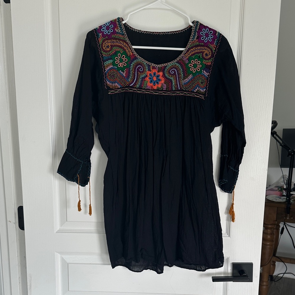Embroidered Black Women's Top